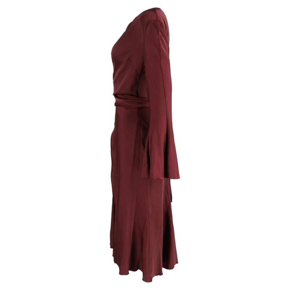 Acne Studios Long Sleeve Dress In Burgundy Satin View 2
